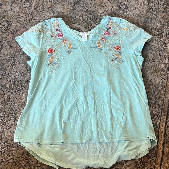 Sundance Tops - Sundance Aqua Embroidered Blouse